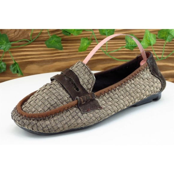 Bernie Mev Size 36 M Brown Driving Moccasins‎ Shoes Fabric Women - Picture 1 of 7
